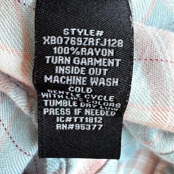 Sanctuary Womens Tomboy Shirt Size L Plaid Pastel Flowy Button Front Pink Blue - Picture 5 of 6